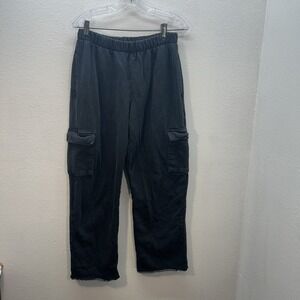 Brandy Melville Cargo Sweatpants Womens OS Black Baggy Loose Fit Grunge Fleece